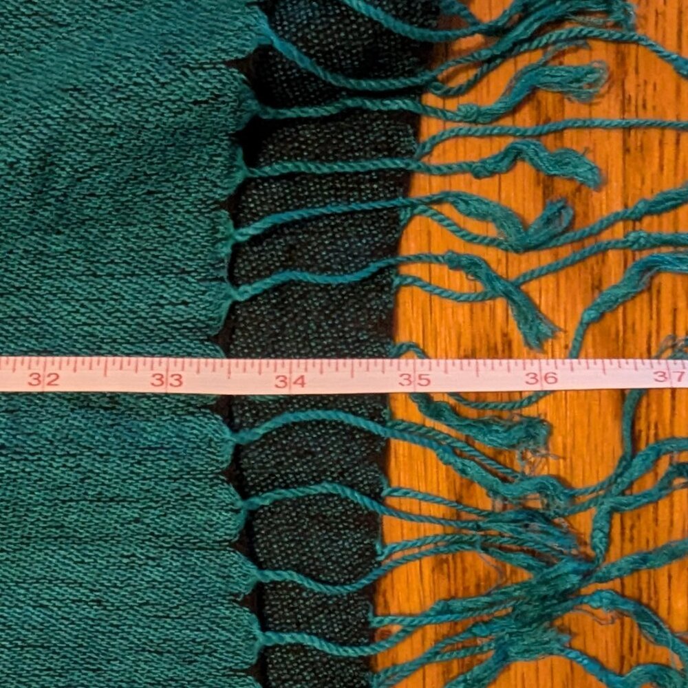 Teal Pashmina & Silk Blend Paisley Scarf / Wrap